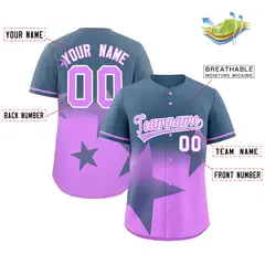 Grayish Blue Lt Purple Gradient Star Graffiti Baseball Jersey 2