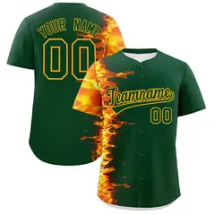 Green 3D Flame Authentic Baseball Jersey