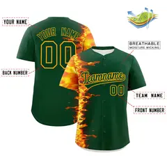 Green 3D Flame Authentic Baseball Jersey 2