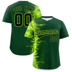 Green 3D Flame Authentic Baseball Jersey