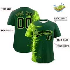 Green 3D Flame Authentic Baseball Jersey 2