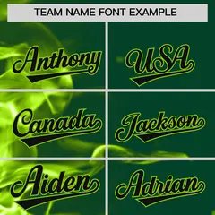 Green 3D Flame Varsity Full-Zip Letterman Bomber Jacket 3