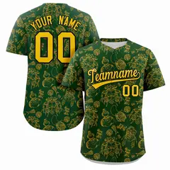 Green 3D Graffiti Pattern Baseball Jersey