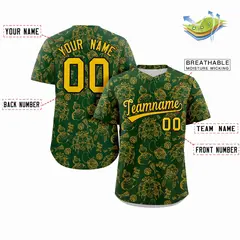 Green 3D Graffiti Pattern Baseball Jersey 2