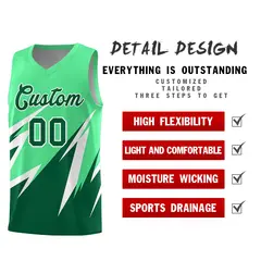 Green Abstract Mountain Pattern Basketball Jersey 2