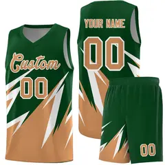 Green Abstract Mountain Pattern Basketball Jersey 1
