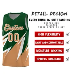 Green Abstract Mountain Pattern Basketball Jersey 2