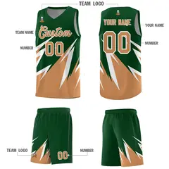 Green Abstract Mountain Pattern Basketball Jersey 4
