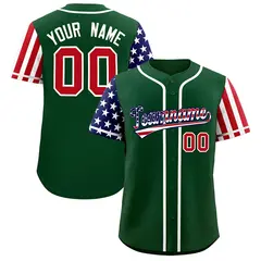 Green American Flag Design Baseball Jersey