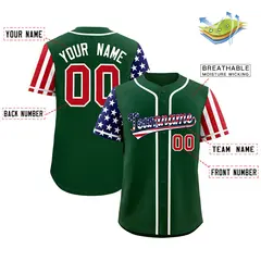 Green American Flag Design Baseball Jersey 2