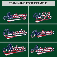 Green American Flag Design Baseball Jersey 3