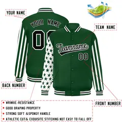 Green American Flag Varsity Full-Snap Raglan Letterman Bomber Jacket 2