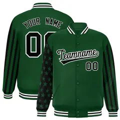 Green American Flag Varsity Full-Snap Raglan Letterman Bomber Jacket 1