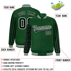 Green American Flag Varsity Full-Snap Raglan Letterman Bomber Jacket 2