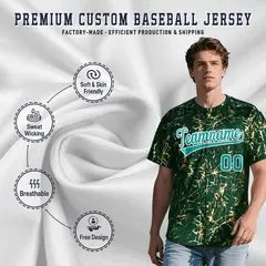 Green Aqua Metallic Gold Splatter Baseball Jersey 3
