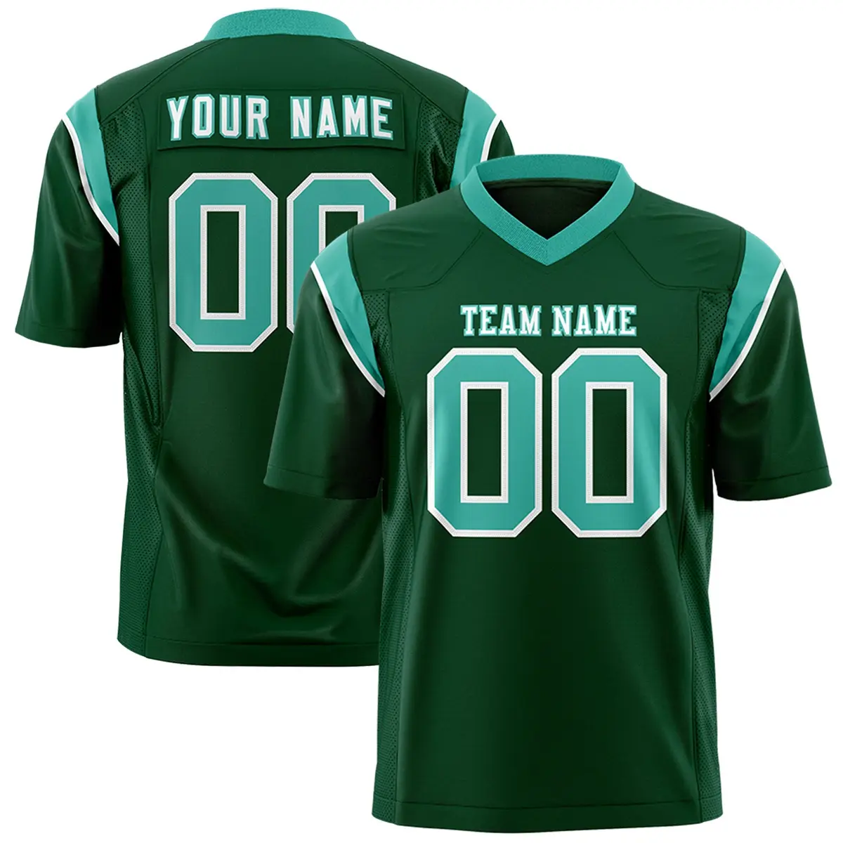 Green Aqua Shoulder Cut Two-Tone Flag Football Jersey