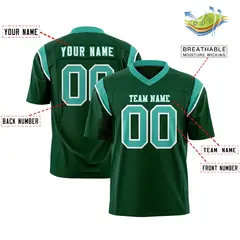 Green Aqua Shoulder Cut Two-Tone Flag Football Jersey 2