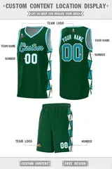 Green Aqua White Side Triangle Splicing Basketball Jersey 2
