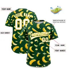 Green Banana Graffiti Pattern Fashion Baseball Jersey 2