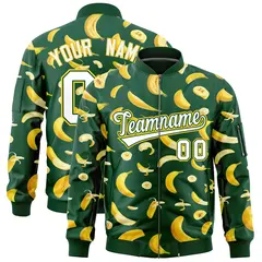 Green Banana Pattern Varsity Letterman Bomber Jacket
