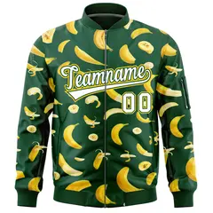 Green Banana Pattern Varsity Letterman Bomber Jacket 3