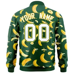 Green Banana Pattern Varsity Letterman Bomber Jacket 4