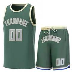 Green Beige Classic Sets Basketball Jersey 1