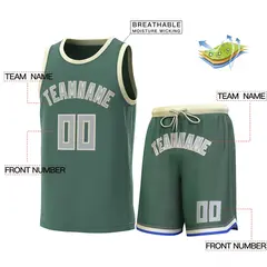 Green Beige Classic Sets Basketball Jersey 2