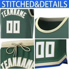 Green Beige Classic Sets Basketball Jersey 6
