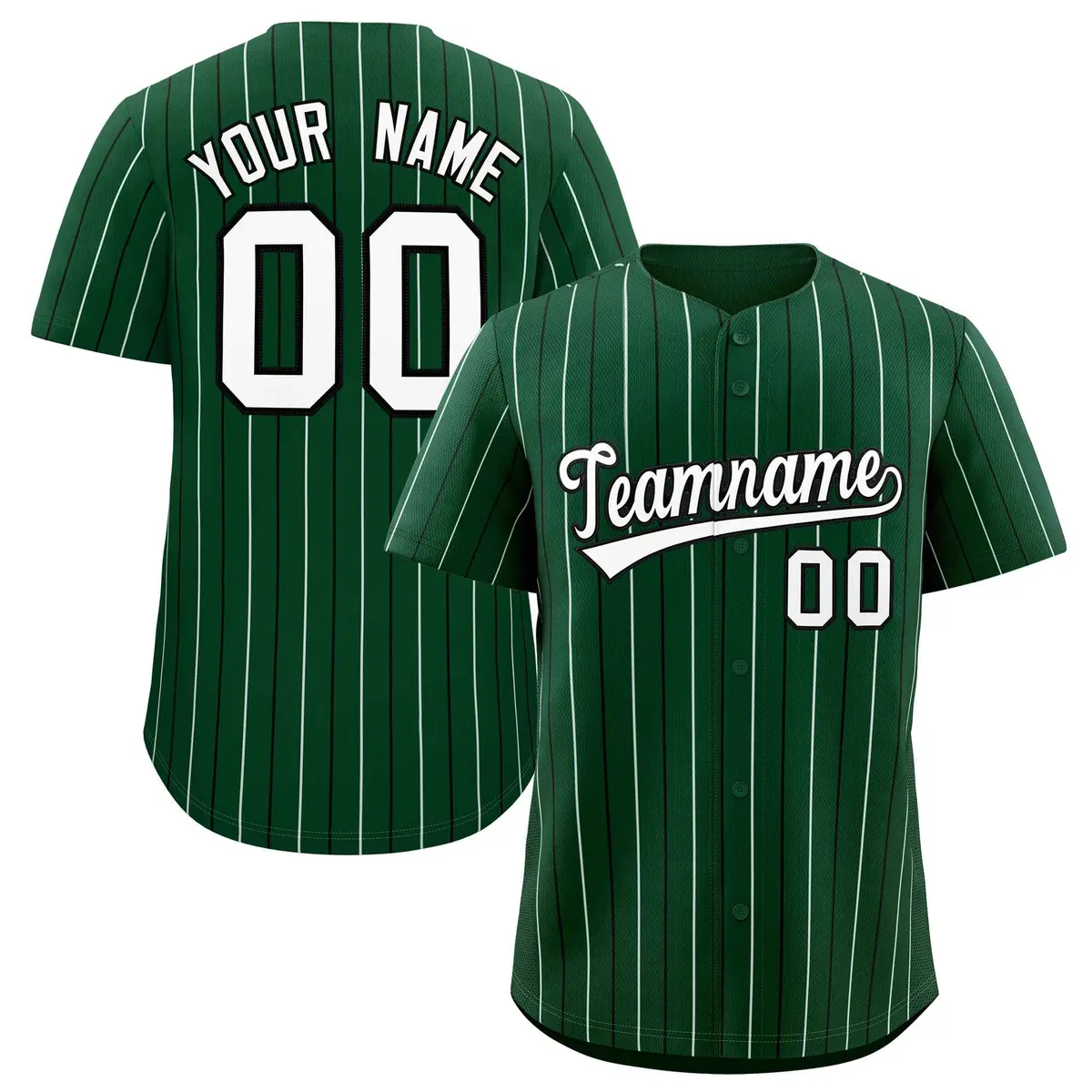 Green Black and White Bi-Color Stripes Baseball Jersey