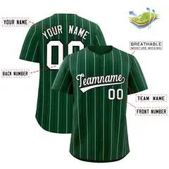 Green Black and White Bi-Color Stripes Baseball Jersey 2