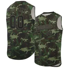 Green Black Camo Sleeveless Authentic Baseball Jersey