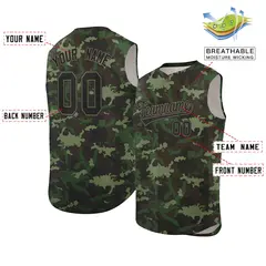 Green Black Camo Sleeveless Authentic Baseball Jersey 2