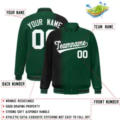 Green Black Gradient Pinstripe Varsity Full-Snap Baseball Jacket 2