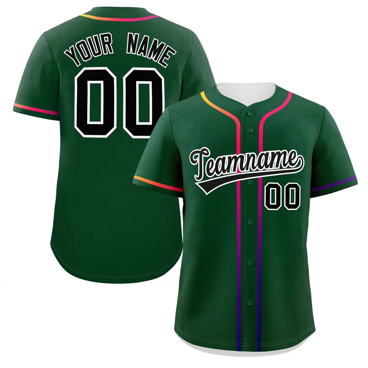 Green Black Gradient Ribbed Authentic Baseball Jersey