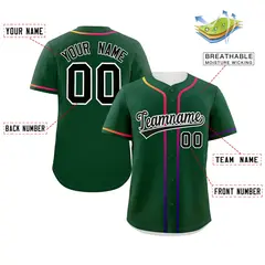 Green Black Gradient Ribbed Authentic Baseball Jersey 2