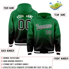 Green Black Gradient Varsity Letterman Full-Snap Jacket Hoodie 4