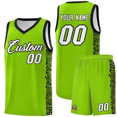 Green Black Indians Pattern Basketball Uniform Jersey