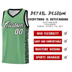 Green Black Indians Pattern Basketball Uniform Jersey 2