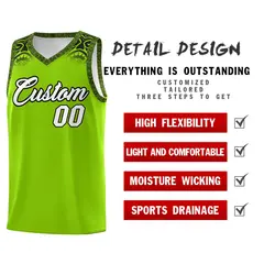 Green Black Indians Print Basketball Uniform Jersey 2