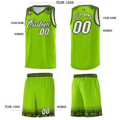 Green Black Indians Print Basketball Uniform Jersey 5