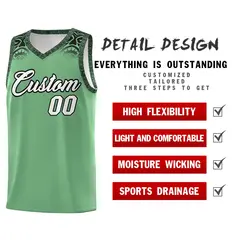 Green Black Indians Print Basketball Uniform Jersey 2