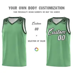 Green Black Indians Print Basketball Uniform Jersey 3