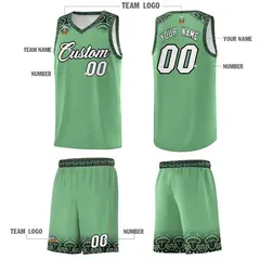 Green Black Indians Print Basketball Uniform Jersey 5