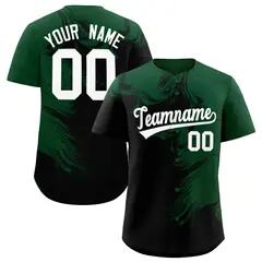 Green Black Ink Pattern Authentic Baseball Jersey 1