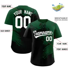 Green Black Ink Pattern Authentic Baseball Jersey 2