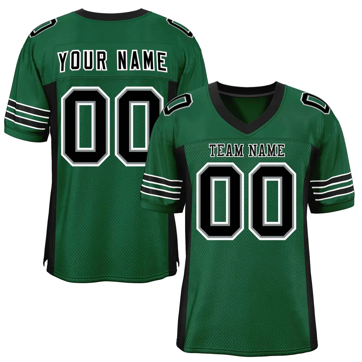 Green Black Insert Color Design Mesh Football Jersey
