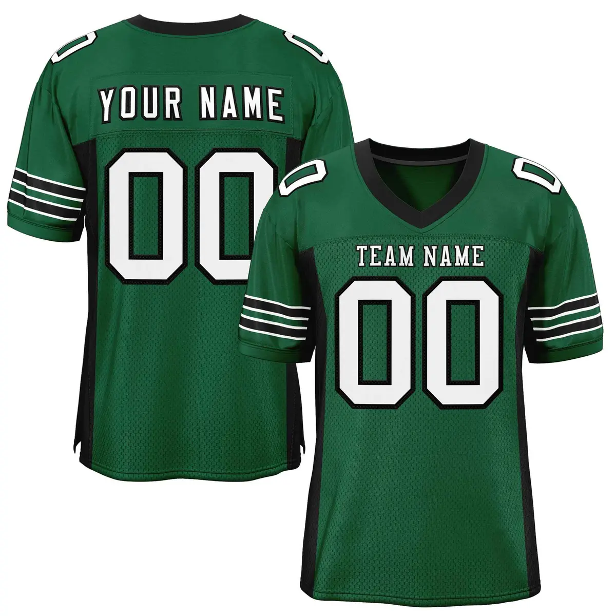 Green Black Insert Color Design Mesh Football Jersey
