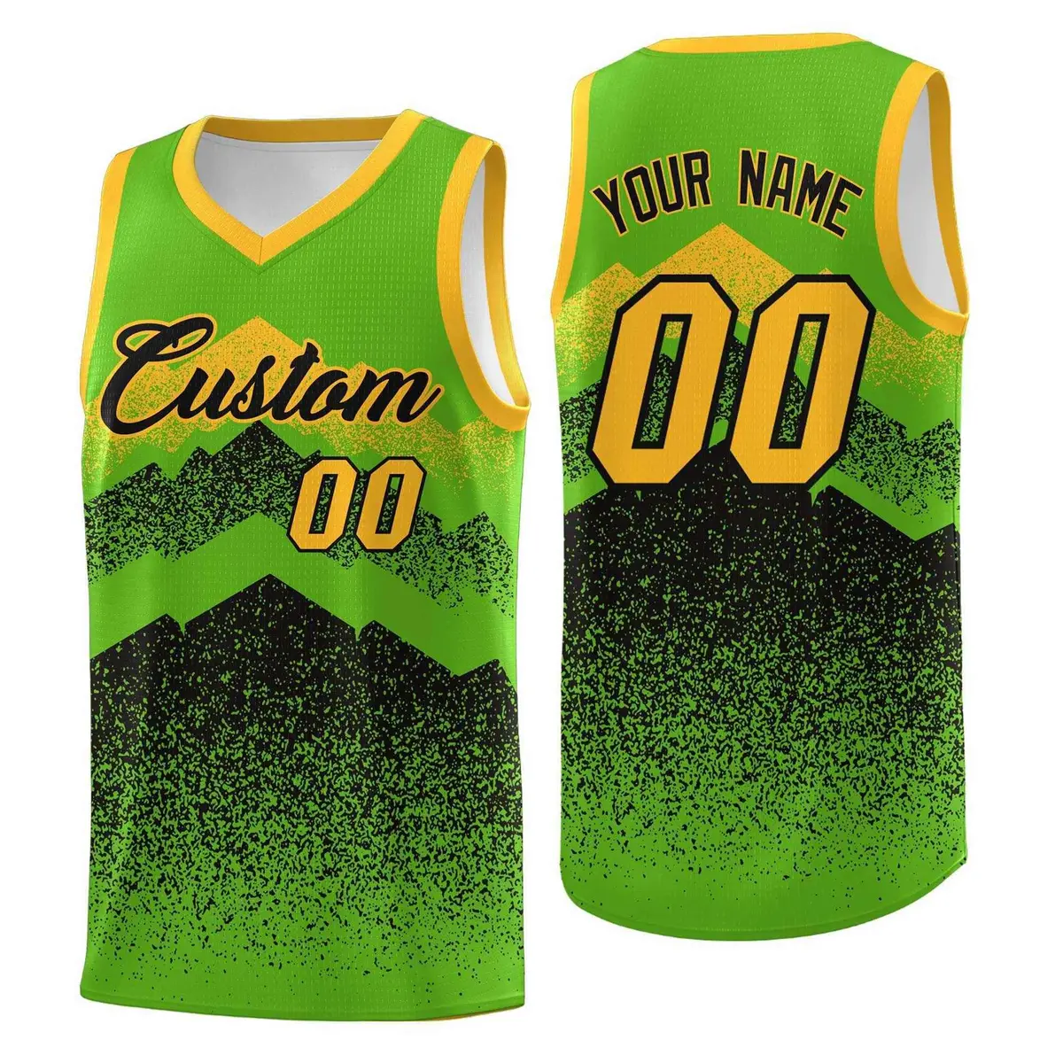 Green Black Mountain Fade Gradient Fashion Basketball Jersey