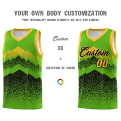 Green Black Mountain Fade Gradient Fashion Basketball Jersey 3